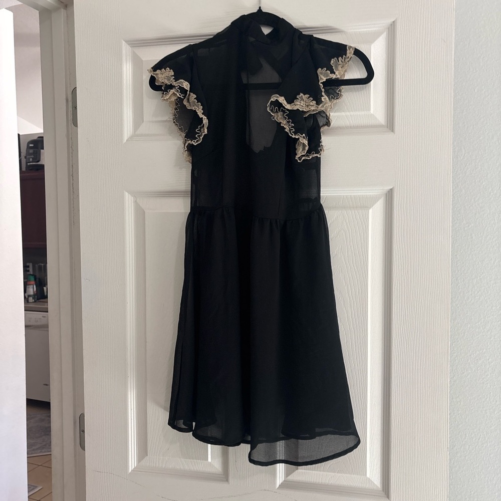 Elegant Black Kids Dress with Cream Accents